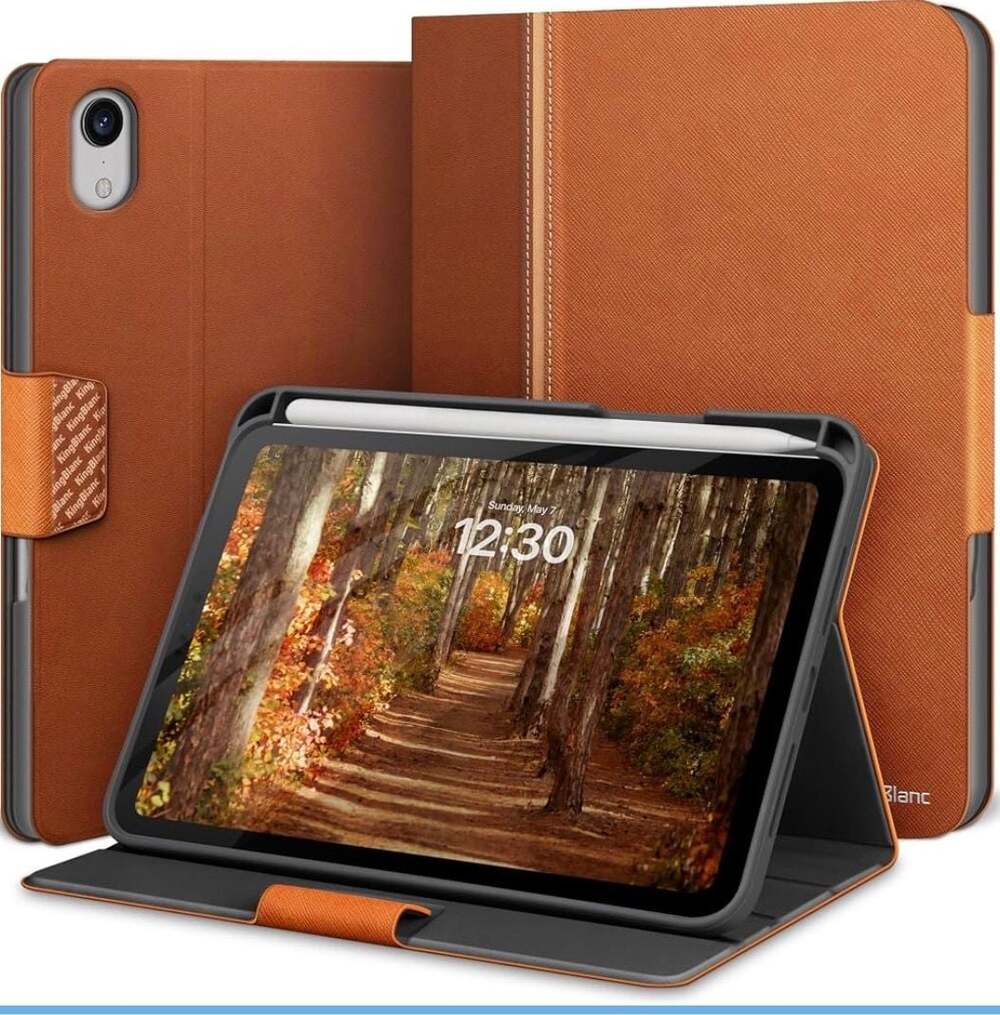 KingBlanc PU Leather Smart Folio Case for iPad Mini 7 (2024) & Mini 6 (2021) wit